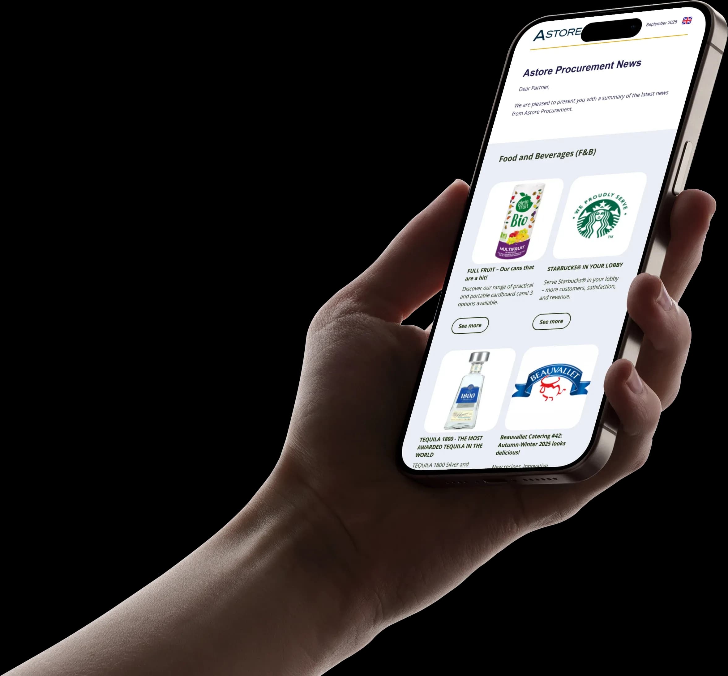 La newsletter Astore sur mobile